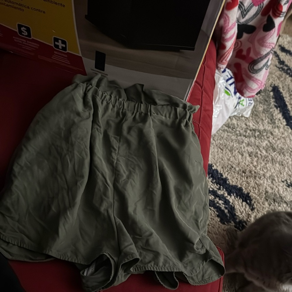 long olive shorts